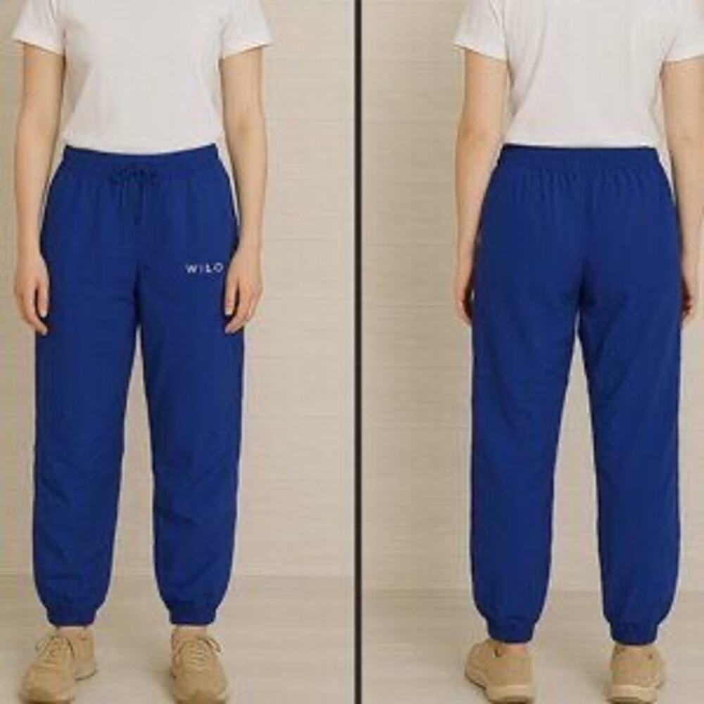 WILO The Label Parachute Pants in Surf The Web Royal Blue Joggers - Size S